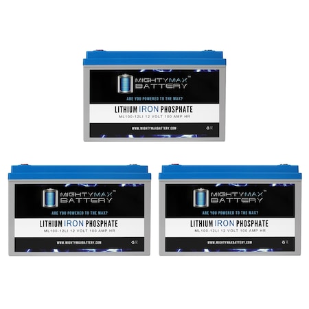 12V 100AH Lithium Replacement Battery Compatible With Permobil Trax Sports - 3PK